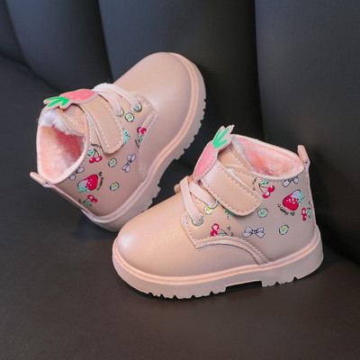 Pantof Gril Toamnă Iarnă Cizme pentru fetiță Cizme drăguțe pentru copii Pantofi pentru copii Modă Cizme de zăpadă din pluș cald Pantof din piele anti-alunecare pentru bebeluși