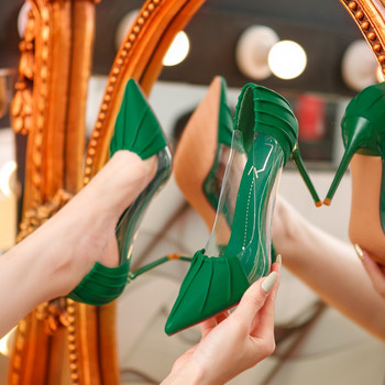 2023 New Woman Pink Pumps Σχεδιαστής πολυτελείας στιλέτο με ρηχό στόμα Μονό παπούτσια Ψηλοτάκουνα Γυναικεία πράσινα παπούτσια για πάρτι