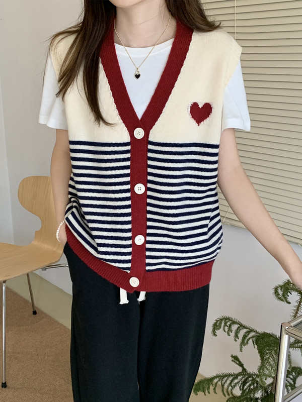 Colorfaith New 2022 Prašmatni korėjietiška mada dryžuota liemenė Megzti vintažiniai megztiniai Moteriški rudens žiemos laukinės ponios liemenės SWV3528JX