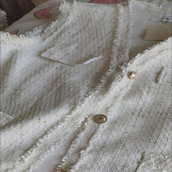 Gilet Blanc Αμάνικα Γιλέκο Κορεατικού Στιλ με Κουμπί Γιλέκο Chalecos Elegantes Para Mujer Vintage τουίντ γιλέκο τσέπη Γυναικείο μπουφάν