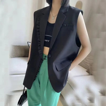Νέο γιλέκο μόδας 2023 Γυναικείο γιλέκο Φαρδύ ανοιξιάτικο φθινόπωρο Κορεατικά αμάνικα casual blazer παλτό Γυναικεία μπλουζάκια