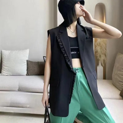 Uus 2023. aasta moeülikond, vest naiste naiste vest, vaba kevad-sügis korea varrukateta vabaaja bleiserivestid, mantlid, naiste topid