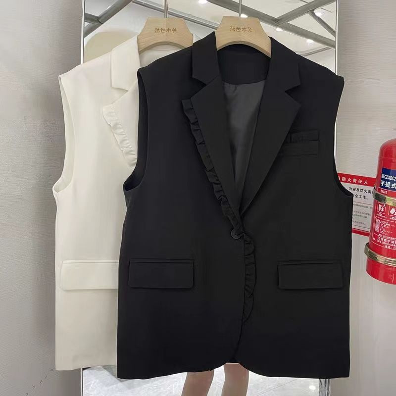 Uus 2023. aasta moeülikond, vest naiste naiste vest, vaba kevad-sügis korea varrukateta vabaaja bleiserivestid, mantlid, naiste topid