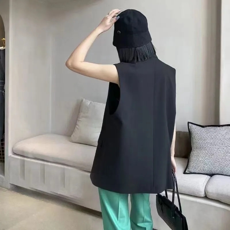 Uus 2023. aasta moeülikond, vest naiste naiste vest, vaba kevad-sügis korea varrukateta vabaaja bleiserivestid, mantlid, naiste topid