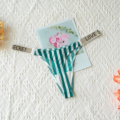 Σέξι γυναικεία στρινγκ ριγέ εσώρουχα από στρας Χαμηλή μέση G String χωρίς ραφή εσώρουχα γυμναστικής Secret T Back Thongs εσωρούχων Tanga