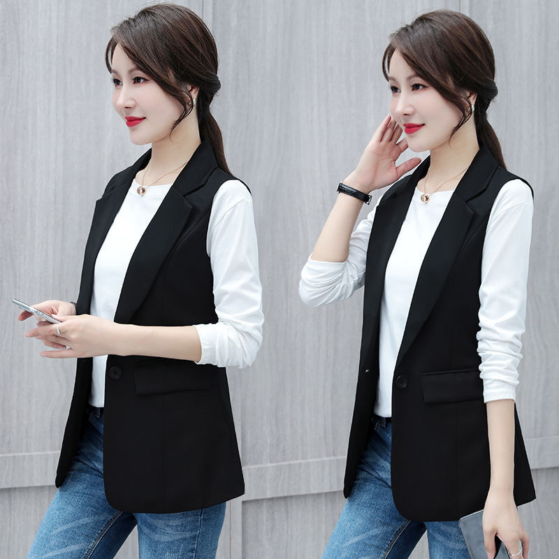 Proljetna nova modna uredska dama Ležerna vesta Ženski klasični široki elegantni prsluk bez rukava Ženski blejzer i jakna Gornja odjeća