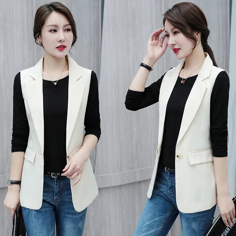 Proljetna nova modna uredska dama Ležerna vesta Ženski klasični široki elegantni prsluk bez rukava Ženski blejzer i jakna Gornja odjeća