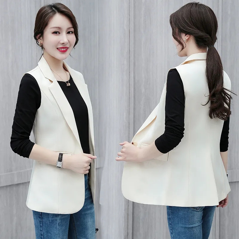 Proljetna nova modna uredska dama Ležerna vesta Ženski klasični široki elegantni prsluk bez rukava Ženski blejzer i jakna Gornja odjeća