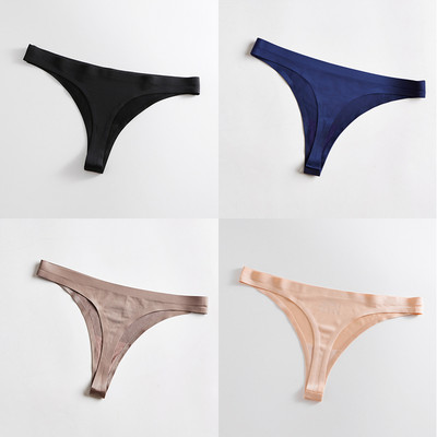 4 bucăți/set tanga sexy pentru femei, chiloți din mătase de gheață, lenjerie de corp, fără sudură, tanga solidă, cu talie joasă, lenjerie pentru femei, Tanga 4 buc.