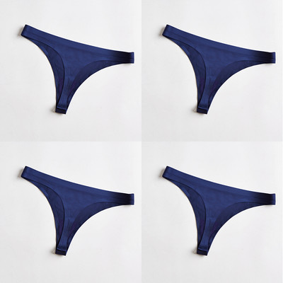 4 bucăți/set tanga sexy pentru femei, chiloți din mătase de gheață, lenjerie de corp, fără sudură, tanga solidă, cu talie joasă, lenjerie pentru femei, Tanga 4 buc.