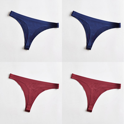 4 bucăți/set tanga sexy pentru femei, chiloți din mătase de gheață, lenjerie de corp, fără sudură, tanga solidă, cu talie joasă, lenjerie pentru femei, Tanga 4 buc.