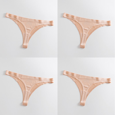 4 bucăți/set tanga sexy pentru femei, chiloți din mătase de gheață, lenjerie de corp, fără sudură, tanga solidă, cu talie joasă, lenjerie pentru femei, Tanga 4 buc.