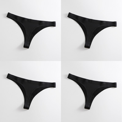 4 bucăți/set tanga sexy pentru femei, chiloți din mătase de gheață, lenjerie de corp, fără sudură, tanga solidă, cu talie joasă, lenjerie pentru femei, Tanga 4 buc.