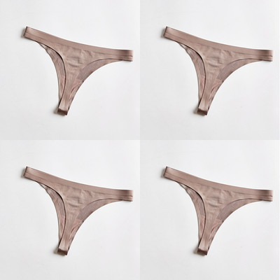 4 bucăți/set tanga sexy pentru femei, chiloți din mătase de gheață, lenjerie de corp, fără sudură, tanga solidă, cu talie joasă, lenjerie pentru femei, Tanga 4 buc.