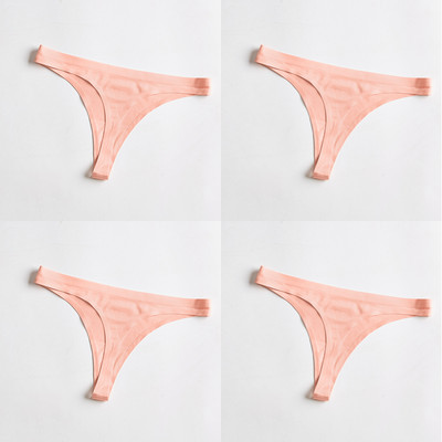 4 bucăți/set tanga sexy pentru femei, chiloți din mătase de gheață, lenjerie de corp, fără sudură, tanga solidă, cu talie joasă, lenjerie pentru femei, Tanga 4 buc.