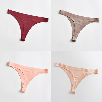 4 bucăți/set tanga sexy pentru femei, chiloți din mătase de gheață, lenjerie de corp, fără sudură, tanga solidă, cu talie joasă, lenjerie pentru femei, Tanga 4 buc.