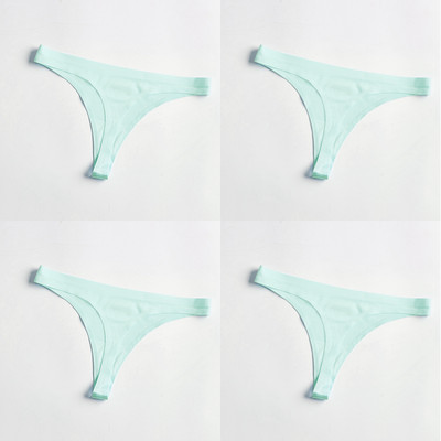 4 bucăți/set tanga sexy pentru femei, chiloți din mătase de gheață, lenjerie de corp, fără sudură, tanga solidă, cu talie joasă, lenjerie pentru femei, Tanga 4 buc.