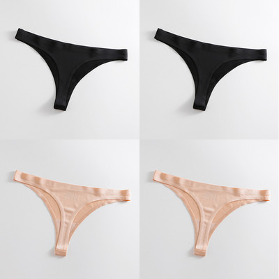 4 bucăți/set tanga sexy pentru femei, chiloți din mătase de gheață, lenjerie de corp, fără sudură, tanga solidă, cu talie joasă, lenjerie pentru femei, Tanga 4 buc.