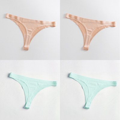 4 bucăți/set tanga sexy pentru femei, chiloți din mătase de gheață, lenjerie de corp, fără sudură, tanga solidă, cu talie joasă, lenjerie pentru femei, Tanga 4 buc.