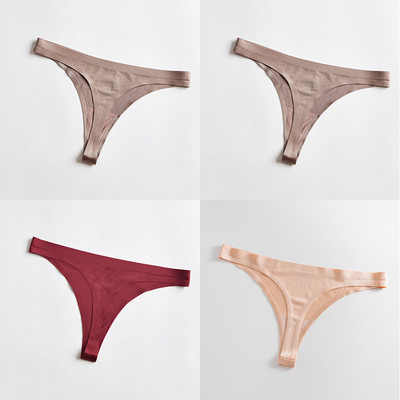 4 bucăți/set tanga sexy pentru femei, chiloți din mătase de gheață, lenjerie de corp, fără sudură, tanga solidă, cu talie joasă, lenjerie pentru femei, Tanga 4 buc.