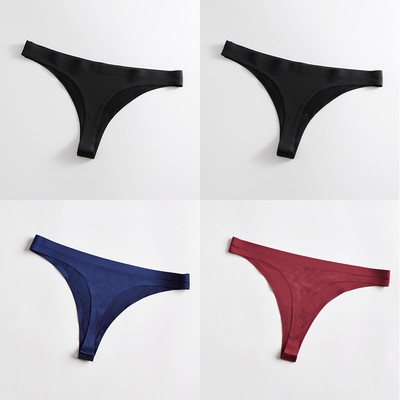 4 bucăți/set tanga sexy pentru femei, chiloți din mătase de gheață, lenjerie de corp, fără sudură, tanga solidă, cu talie joasă, lenjerie pentru femei, Tanga 4 buc.