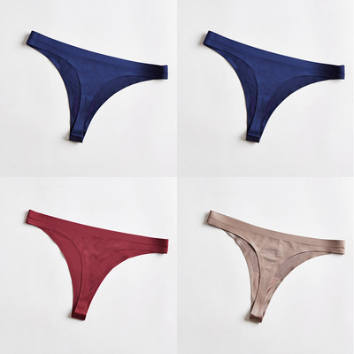 4 bucăți/set tanga sexy pentru femei, chiloți din mătase de gheață, lenjerie de corp, fără sudură, tanga solidă, cu talie joasă, lenjerie pentru femei, Tanga 4 buc.
