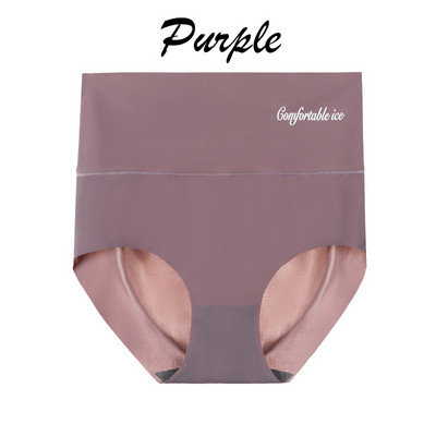 Chiloți sexy pentru femei Lenjerie de corp cu talie înaltă Lenjerie Slip din mătase de gheață Pantaloni fără sudură Chiloți pentru fete Lenjerie de corp pentru slăbire