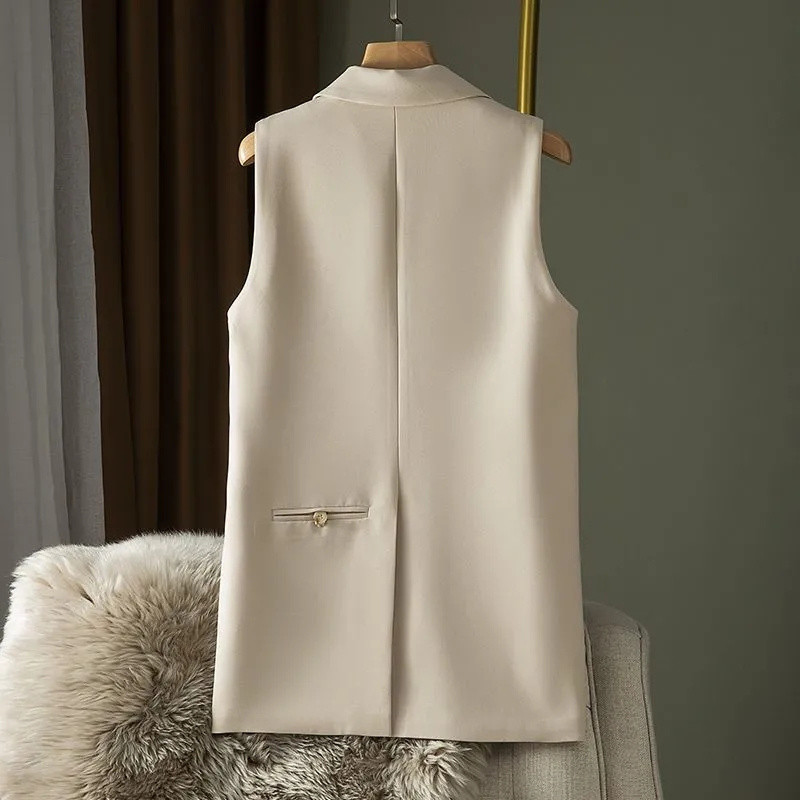 Moteriška kostiumo liemenė, 2023 m. pavasario ruduo, nauja korėjietiška mada be rankovių, laisvalaikio švarkai, liemenė, moteriška striukė, viršutiniai drabužiai