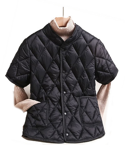 Proljetni novo 2023. Lagana jakna s podstavljenom majicom s patentnim zatvaračem i polurukavima, prsluk s toplim kopčanjem za žene