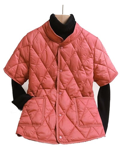 Proljetni novo 2023. Lagana jakna s podstavljenom majicom s patentnim zatvaračem i polurukavima, prsluk s toplim kopčanjem za žene