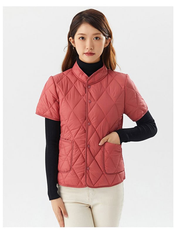 Proljetni novo 2023. Lagana jakna s podstavljenom majicom s patentnim zatvaračem i polurukavima, prsluk s toplim kopčanjem za žene