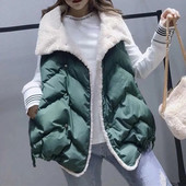 Vestă căptușită cu blană din bumbac, cu un singur piept, guler răsucit, haină caldă, iarnă, toamnă, jachetă, îmbrăcăminte exterioară