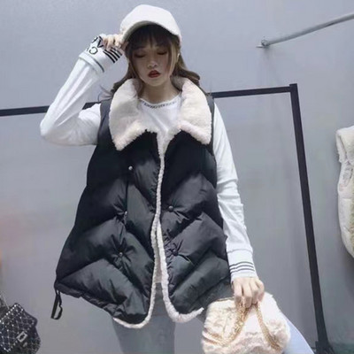 Vestă căptușită cu blană din bumbac, cu un singur piept, guler răsucit, haină caldă, iarnă, toamnă, jachetă, îmbrăcăminte exterioară