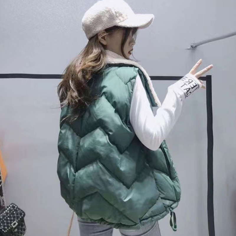 Vestă căptușită cu blană din bumbac, cu un singur piept, guler răsucit, haină caldă, iarnă, toamnă, jachetă, îmbrăcăminte exterioară