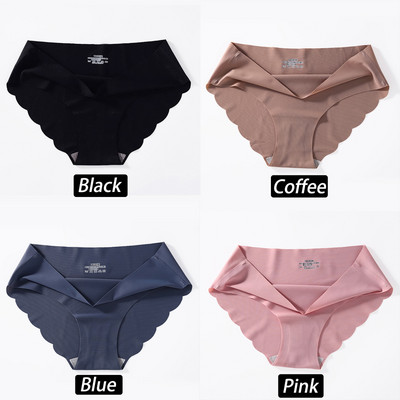 4 bucăți/set chiloți din mătase fără sudură Chiloți sexy pentru femei cu talie mijlocie chiloți de mătase confortabili pentru fete Chiloți pentru femeie Lenjerie pentru femei M-XL