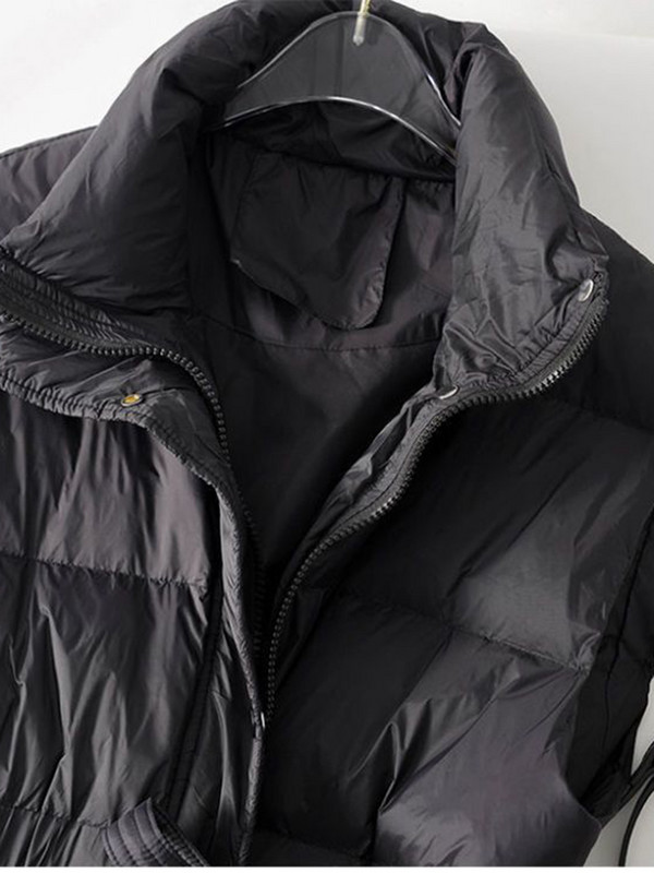 Bijeli kaput s pačjim puhom Gilets Jakna bez rukava s remenom Novi jesenski zimski prsluk s puhom Ženski kratki prsluk Topla vjetrovka