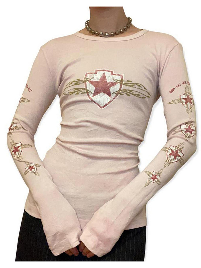 Ženske kratke majice s printom zvijezda s dugim rukavima i okruglim izrezom Ženski puloveri s kratkim rukavima s V-izrezom i kratkim rukavima kontrastne boje