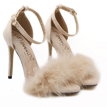 Дамски обувки Сандали Пухкави кожени обувки с високи пръсти Сандали на супер високи токчета Дамска вечерна рокля Парти Голям размер 35 - 43
