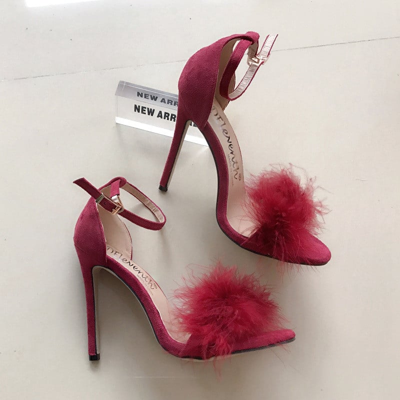 Ženske cipele Sandale Pahuljasto krzno Cipele s otvorenim prstima Sandale na super visoke pete Ženska večernja haljina Velika veličina 35 - 43