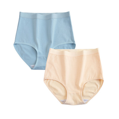 FallSweet 2 buc/lot Lenjerie de corp din bumbac Chiloți cu talie înaltă pentru femei Chiloți confortabili de culoare solidă Lenjerie de dimensiuni mari M-XXXL