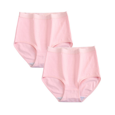 FallSweet 2 buc/lot Lenjerie de corp din bumbac Chiloți cu talie înaltă pentru femei Chiloți confortabili de culoare solidă Lenjerie de dimensiuni mari M-XXXL