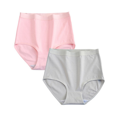 FallSweet 2 buc/lot Lenjerie de corp din bumbac Chiloți cu talie înaltă pentru femei Chiloți confortabili de culoare solidă Lenjerie de dimensiuni mari M-XXXL