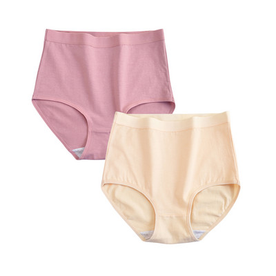 FallSweet 2 buc/lot Lenjerie de corp din bumbac Chiloți cu talie înaltă pentru femei Chiloți confortabili de culoare solidă Lenjerie de dimensiuni mari M-XXXL