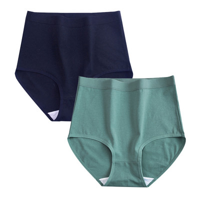 FallSweet 2 buc/lot Lenjerie de corp din bumbac Chiloți cu talie înaltă pentru femei Chiloți confortabili de culoare solidă Lenjerie de dimensiuni mari M-XXXL