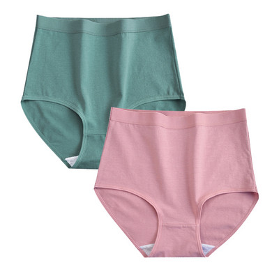 FallSweet 2 buc/lot Lenjerie de corp din bumbac Chiloți cu talie înaltă pentru femei Chiloți confortabili de culoare solidă Lenjerie de dimensiuni mari M-XXXL