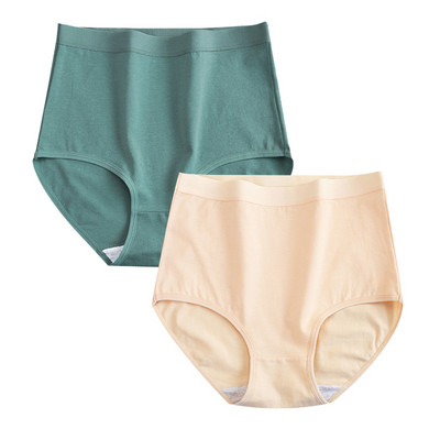 FallSweet 2 buc/lot Lenjerie de corp din bumbac Chiloți cu talie înaltă pentru femei Chiloți confortabili de culoare solidă Lenjerie de dimensiuni mari M-XXXL