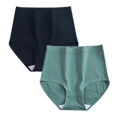 FallSweet 2 buc/lot Lenjerie de corp din bumbac Chiloți cu talie înaltă pentru femei Chiloți confortabili de culoare solidă Lenjerie de dimensiuni mari M-XXXL