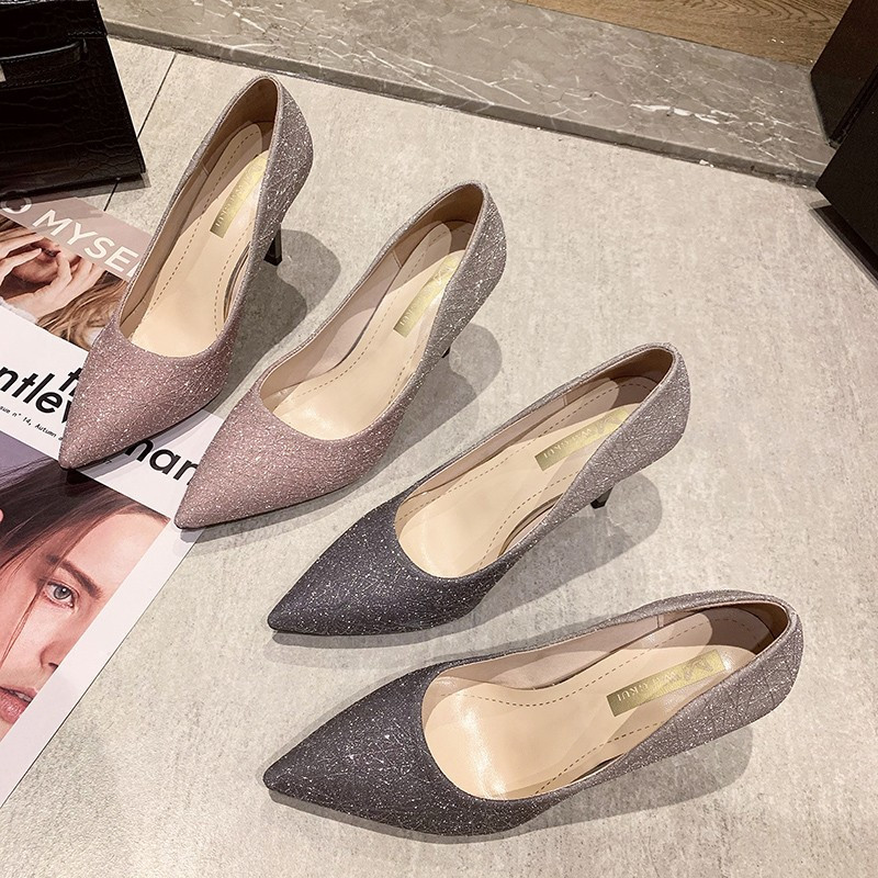 Ljetne ženske cipele s visokom petom u gradijentnoj boji, seksi cipele na štikle, cipele od kože i antilopa, dnevne ženske cipele na cipele, ženske svečane cipele