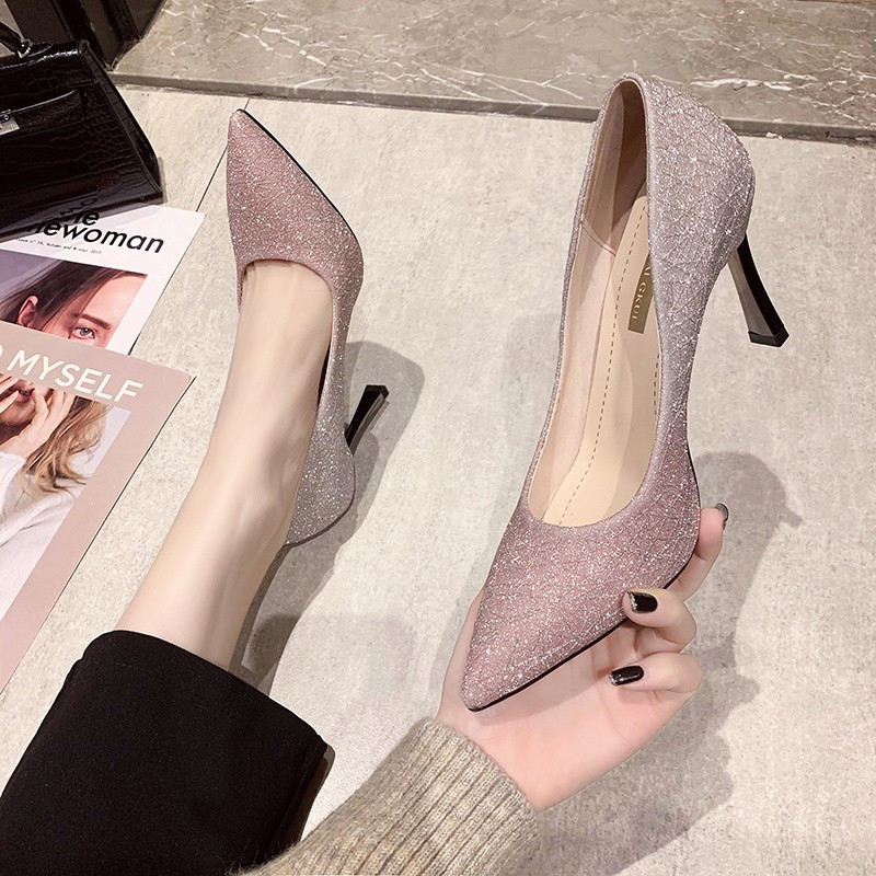 Ljetne ženske cipele s visokom petom u gradijentnoj boji, seksi cipele na štikle, cipele od kože i antilopa, dnevne ženske cipele na cipele, ženske svečane cipele