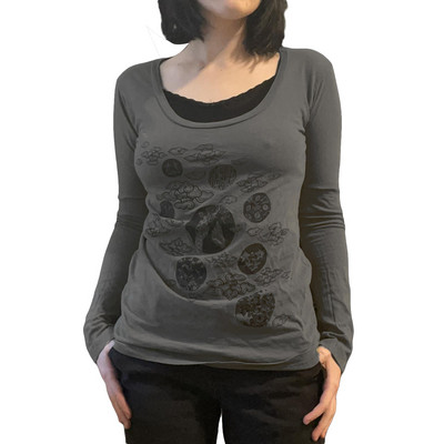 Moda femei y2k Fairy Grunge Crop Tops Estetic Sun Print Tricouri cu mânecă lungă Tricouri grafice vintage Imbracaminte de stradă